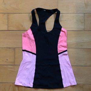 Lululemon Pink and Black Razor Back Top